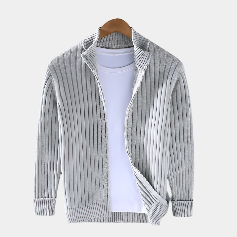 Lässige Zip-Up Strickjacke