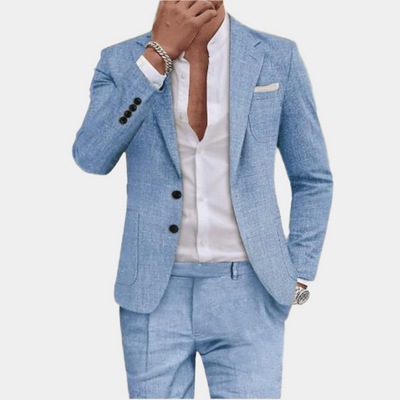 Modern geschnittener Leinenanzug